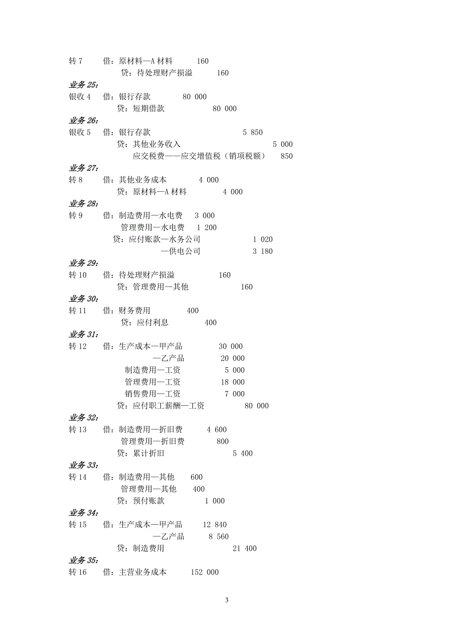 基础会计实训会计分录_第3页