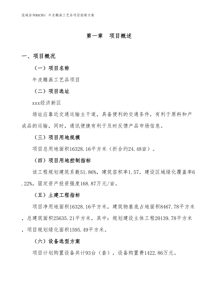 xxx经济新区牛皮雕画工艺品项目招商_第1页