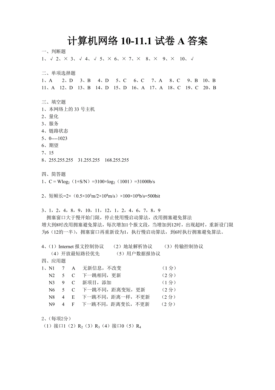 计算机网络10-11.1a卷答案_第1页