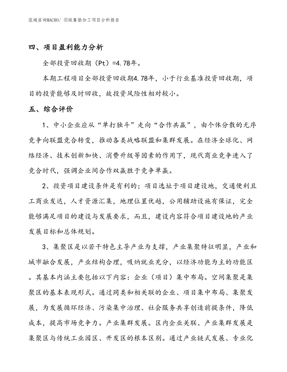 羽绒靠垫加工项目分析报告_第4页