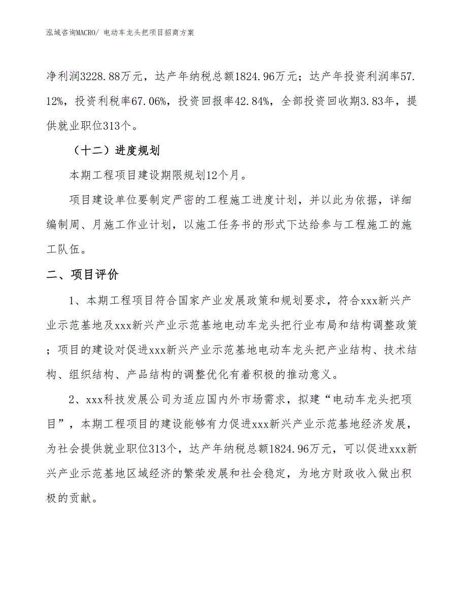 xxx新兴产业示范基地电动车龙头把项目招商方案_第3页