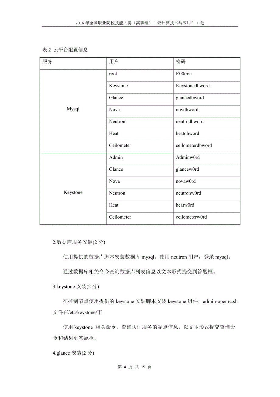 职业院校技能大赛资料--2016年全国高职云计算技术与应用f卷_第4页