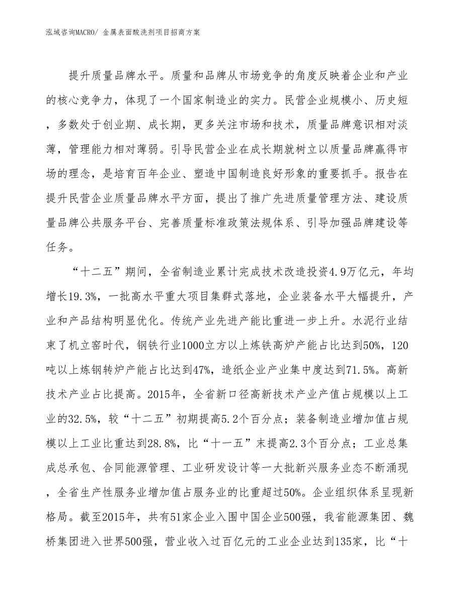 xxx循环经济产业园金属表面酸洗剂项目招商方案_第4页