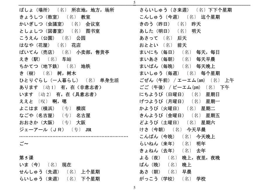 新版标日初级上册单词打印版_第5页