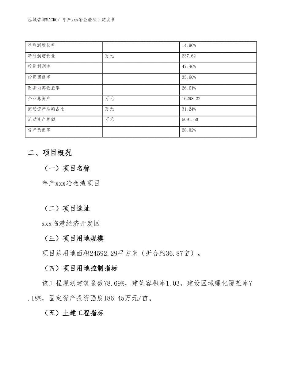 年产xxx冶金渣项目建议书_第5页