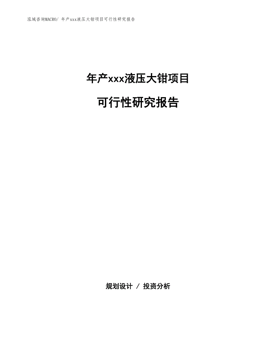 xxx高新技术产业示范基地年产xxx液压大钳项目可行性研究报告_第1页