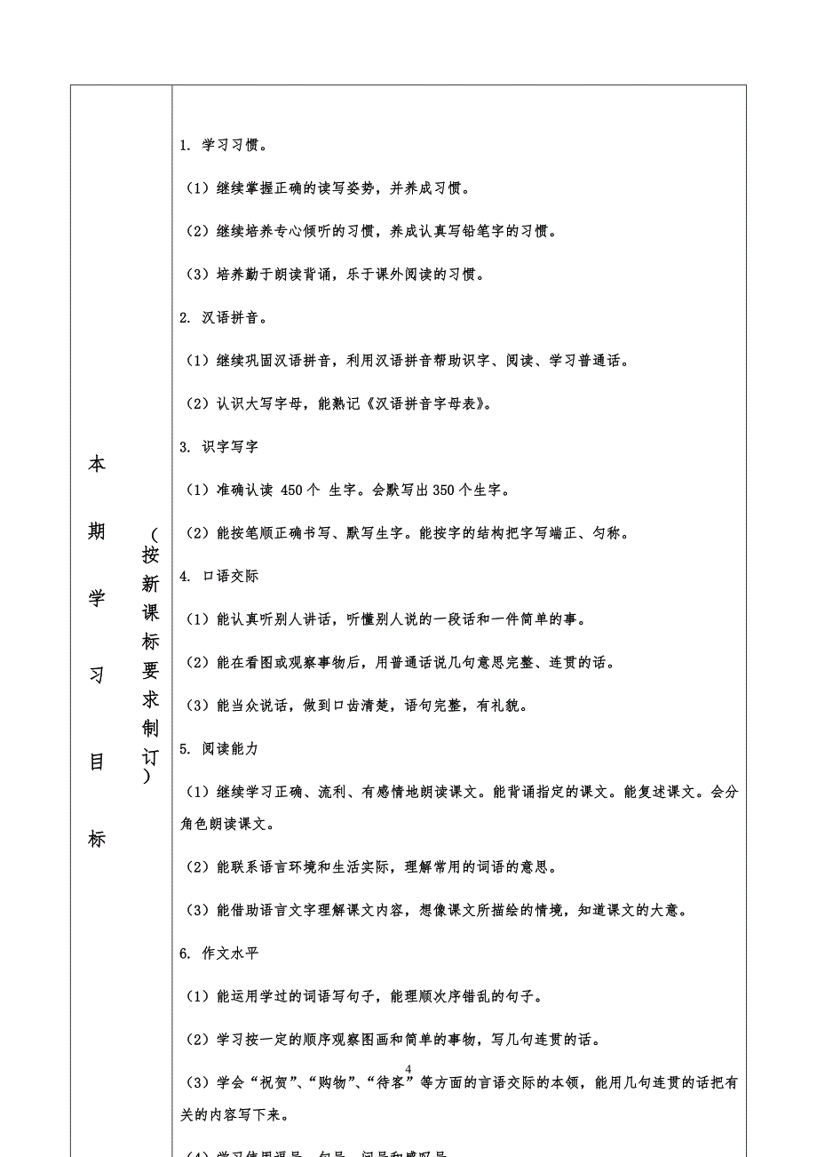 部编版小学二年级上册语文教学计划_第4页