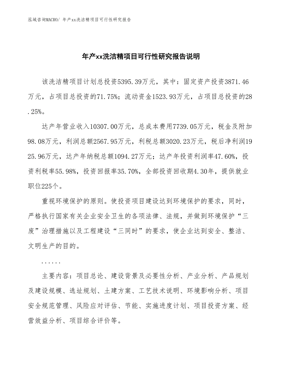 xxx高新技术产业示范基地年产xx洗洁精项目可行性研究报告_第2页