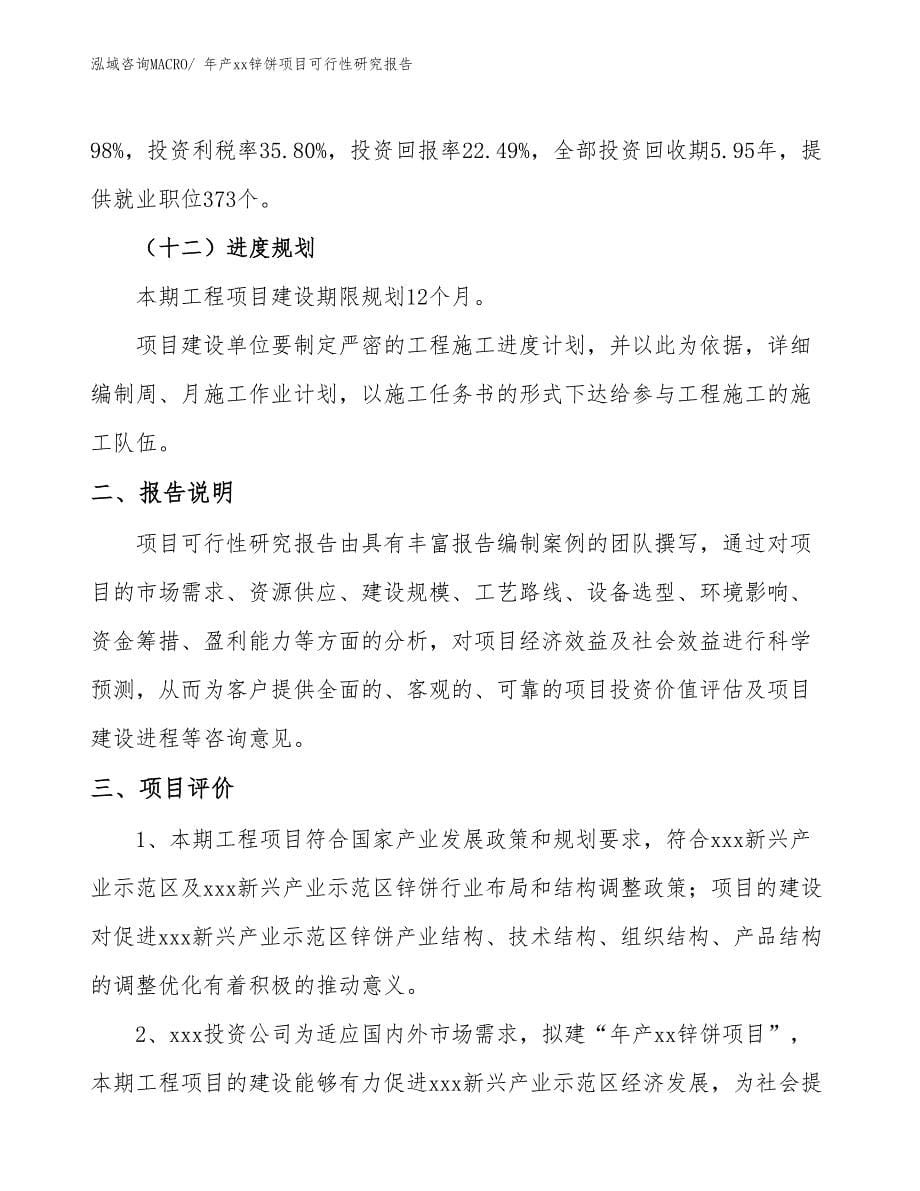 xxx新兴产业示范区年产xx锌饼项目可行性研究报告_第5页