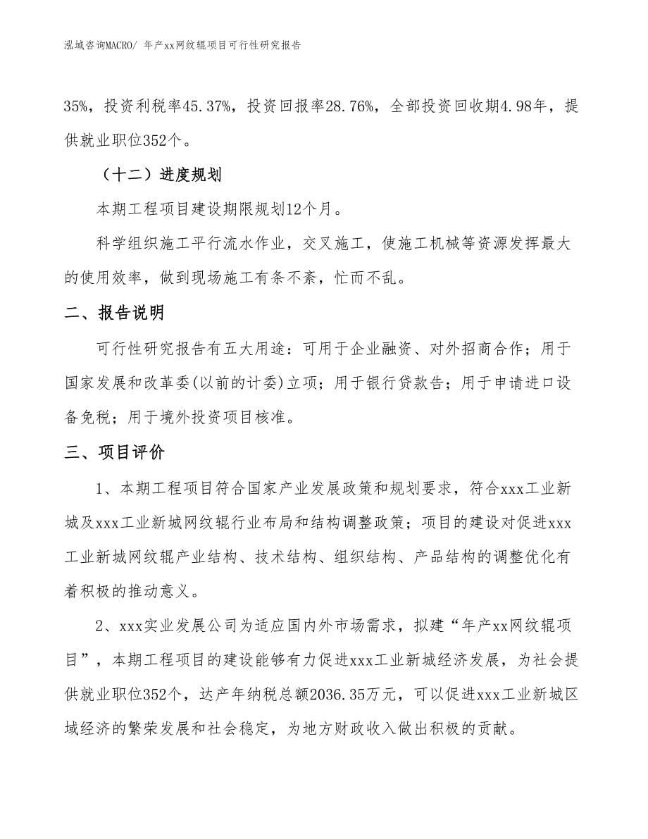 xxx工业新城年产xx网纹辊项目可行性研究报告_第5页