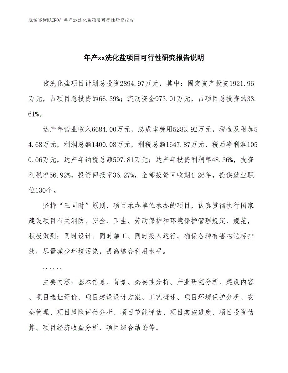 xxx工业示范区年产xx洗化盐项目可行性研究报告_第2页