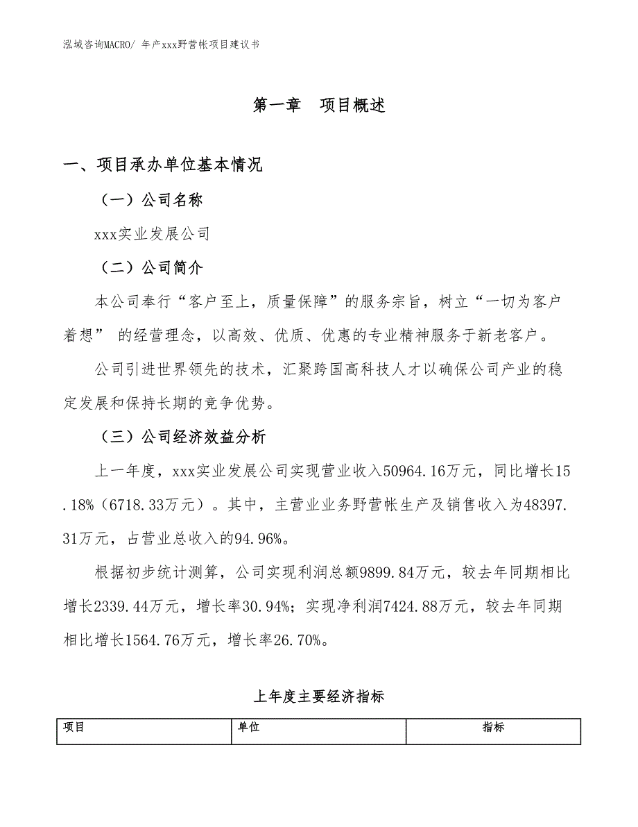 年产xxx野营帐项目建议书_第3页