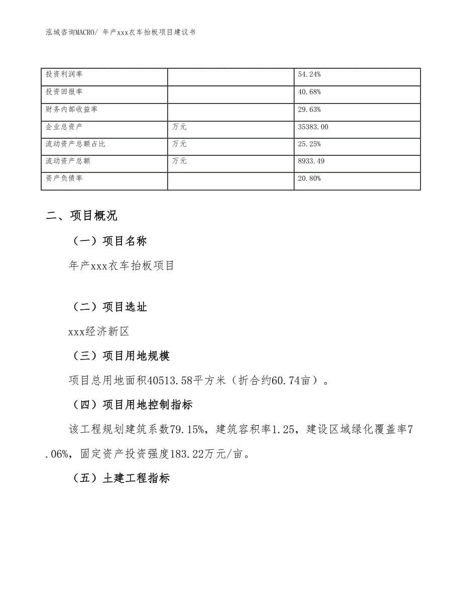 年产xxx衣车抬板项目建议书_第5页