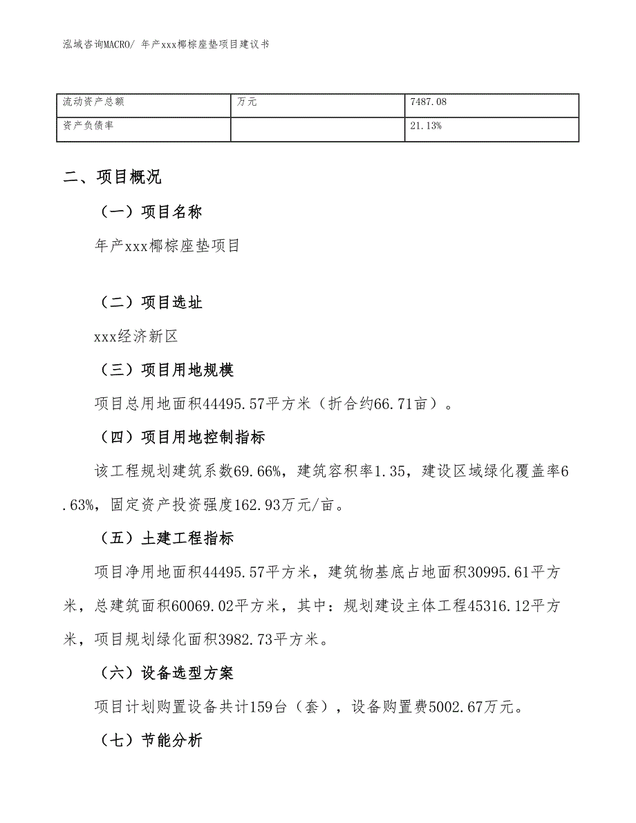 年产xxx椰棕座垫项目建议书_第4页