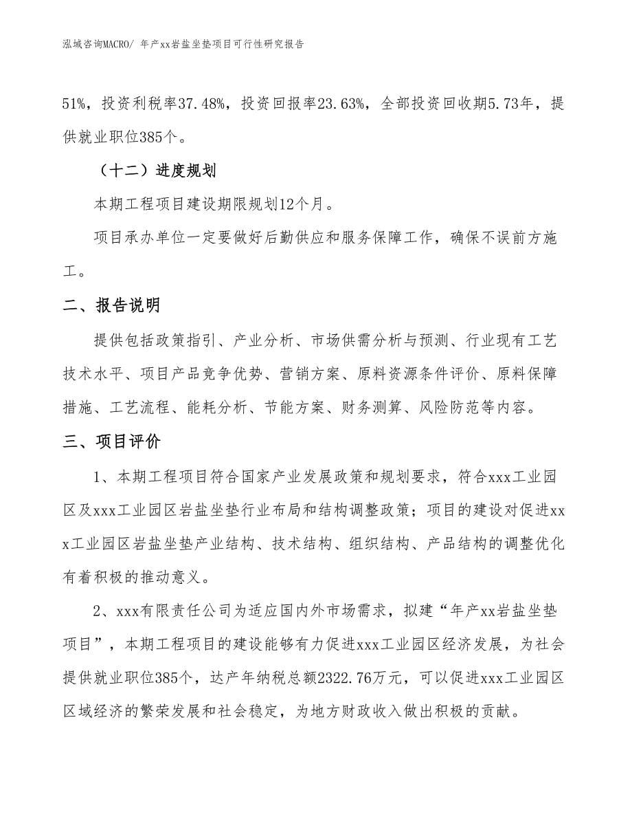 xxx工业园区年产xx岩盐坐垫项目可行性研究报告_第5页