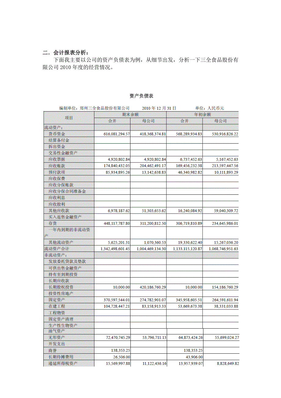 郑州三全食品股份有限公司2010年度财务报告分析_第3页