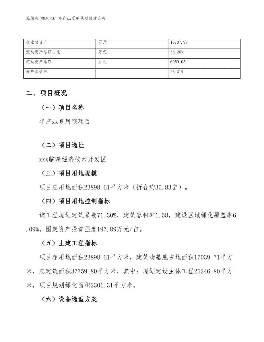 年产xx夏用毯项目建议书_第5页