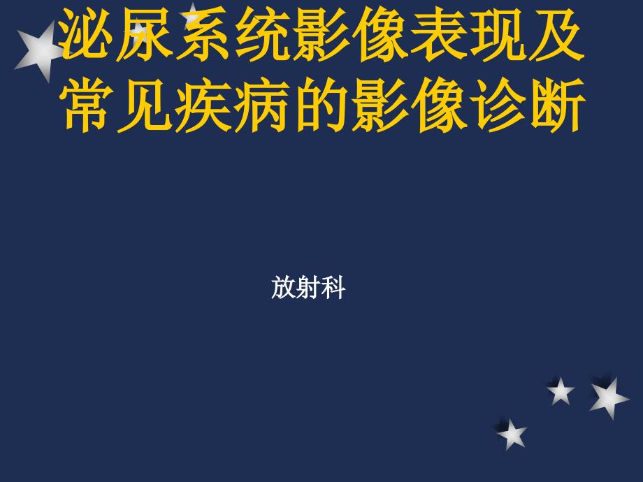 泌尿系统影像表现及常见疾病的影像诊断ppt课件_第1页