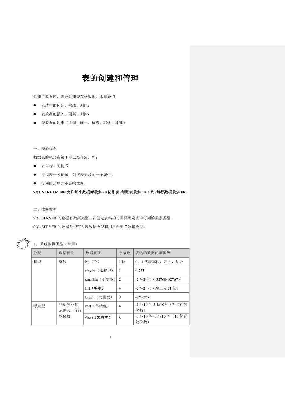 表的创建和管理(约束)_第1页