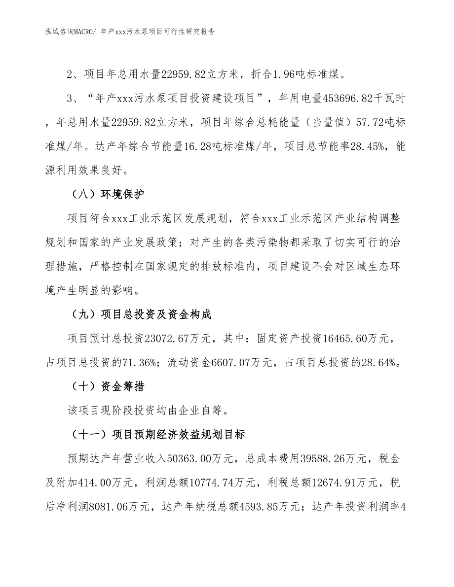 xxx工业示范区年产xxx污水泵项目可行性研究报告_第4页