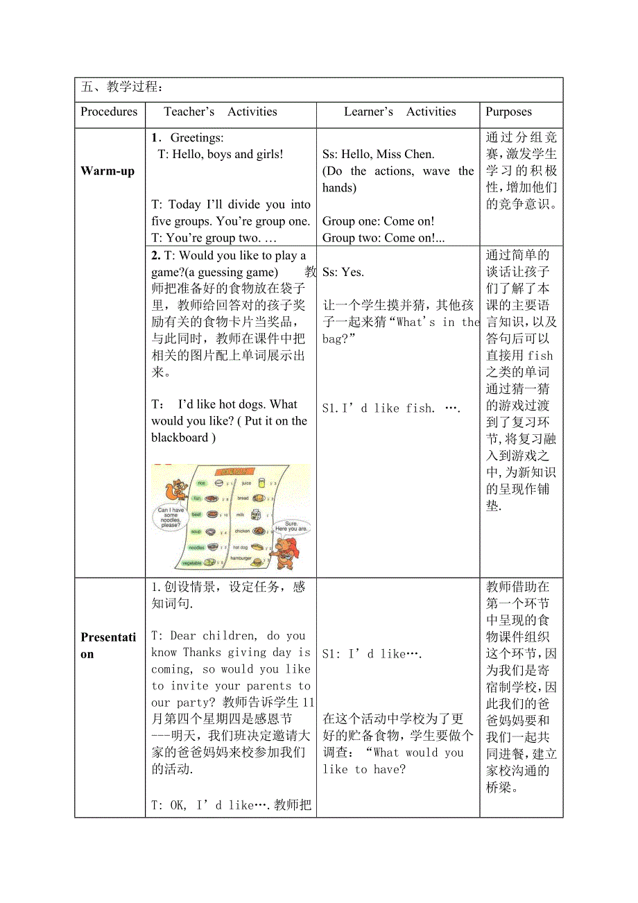 pep小学英语四年级上册unit 5. dinner’s ready (part a, let’s talk对话课)教案_第4页