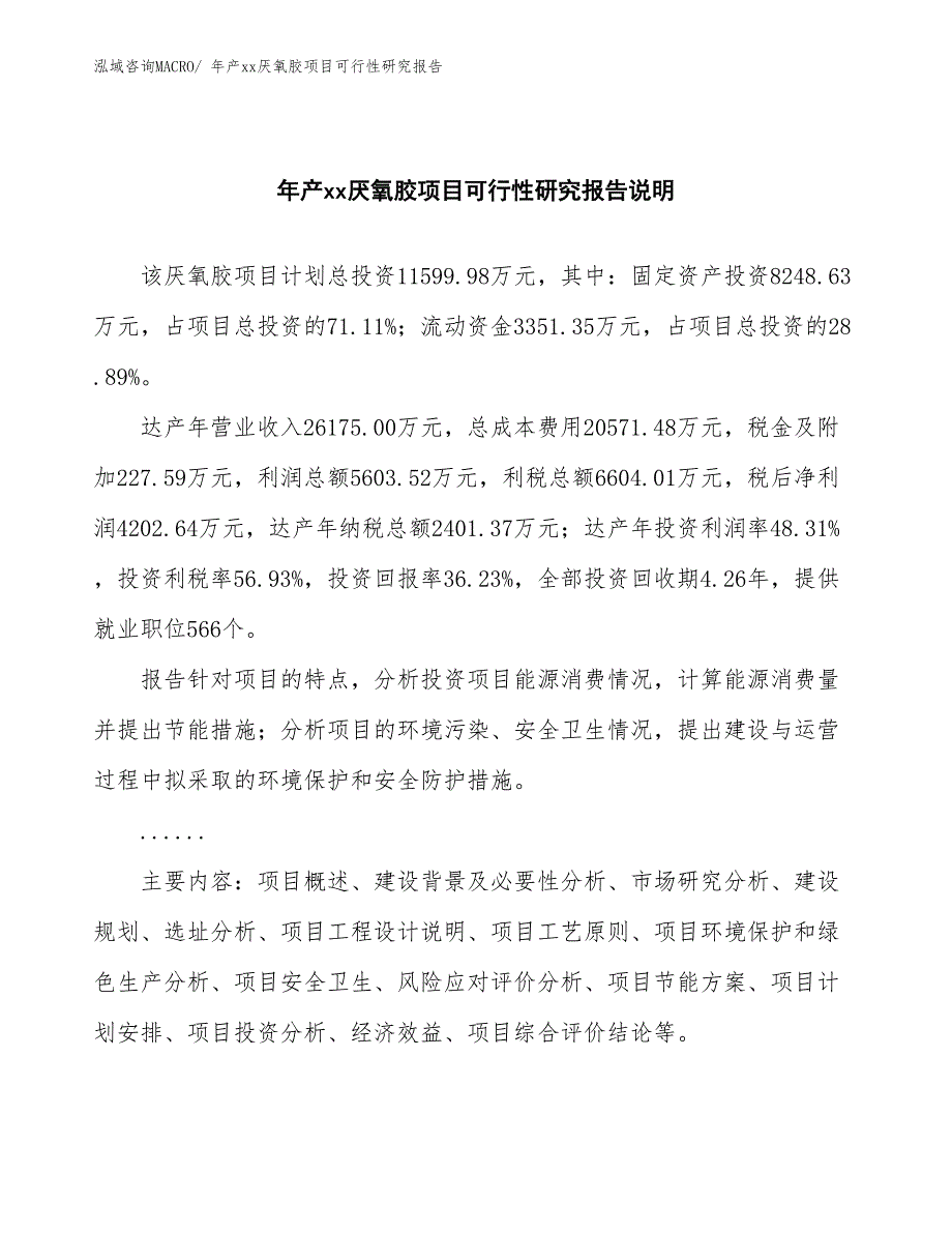 xxx经济技术开发区年产xx厌氧胶项目可行性研究报告_第2页