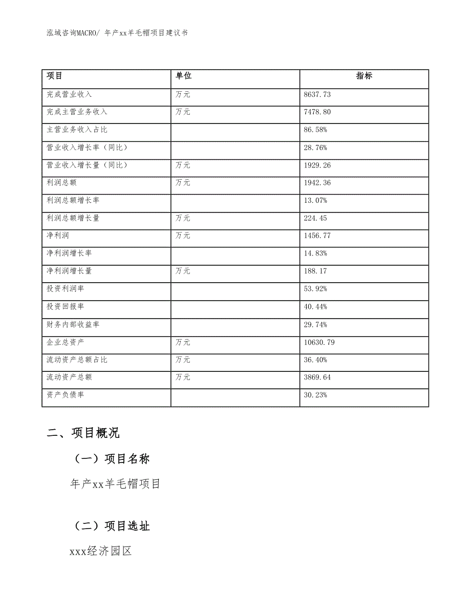 年产xx羊毛帽项目建议书_第4页