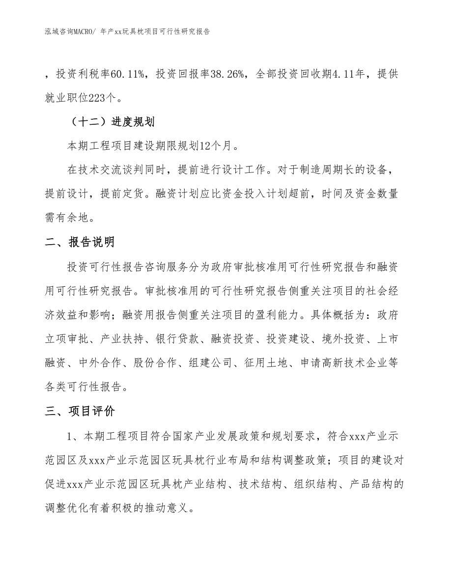 xxx产业示范园区年产xx玩具枕项目可行性研究报告_第5页