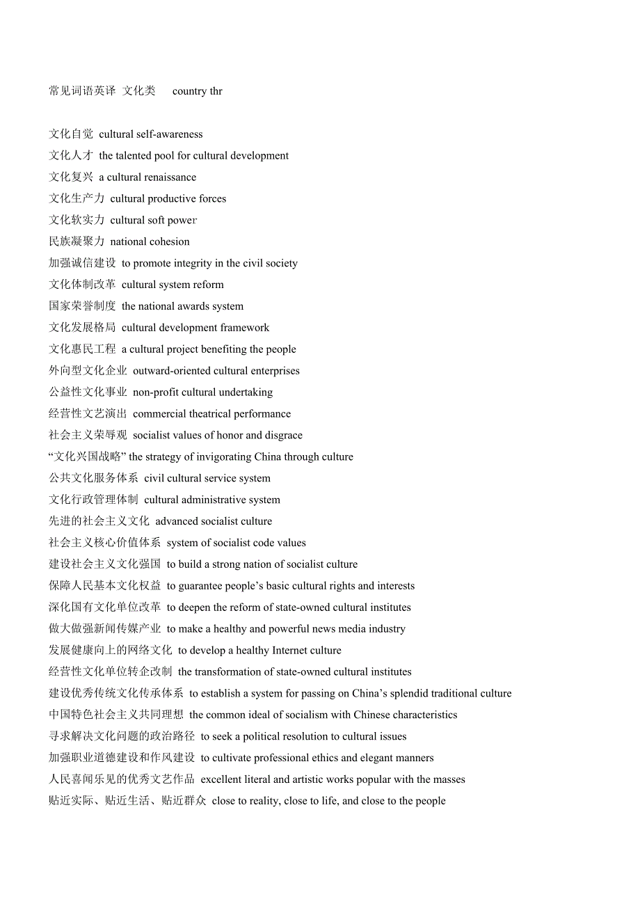 常见词语英译文化类_第1页