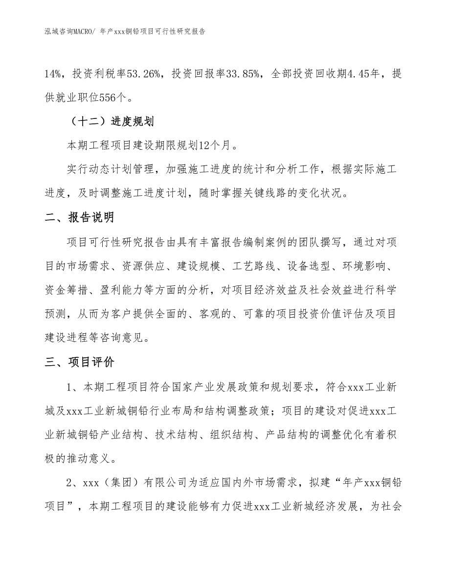 xxx工业新城年产xxx铜铅项目可行性研究报告_第5页