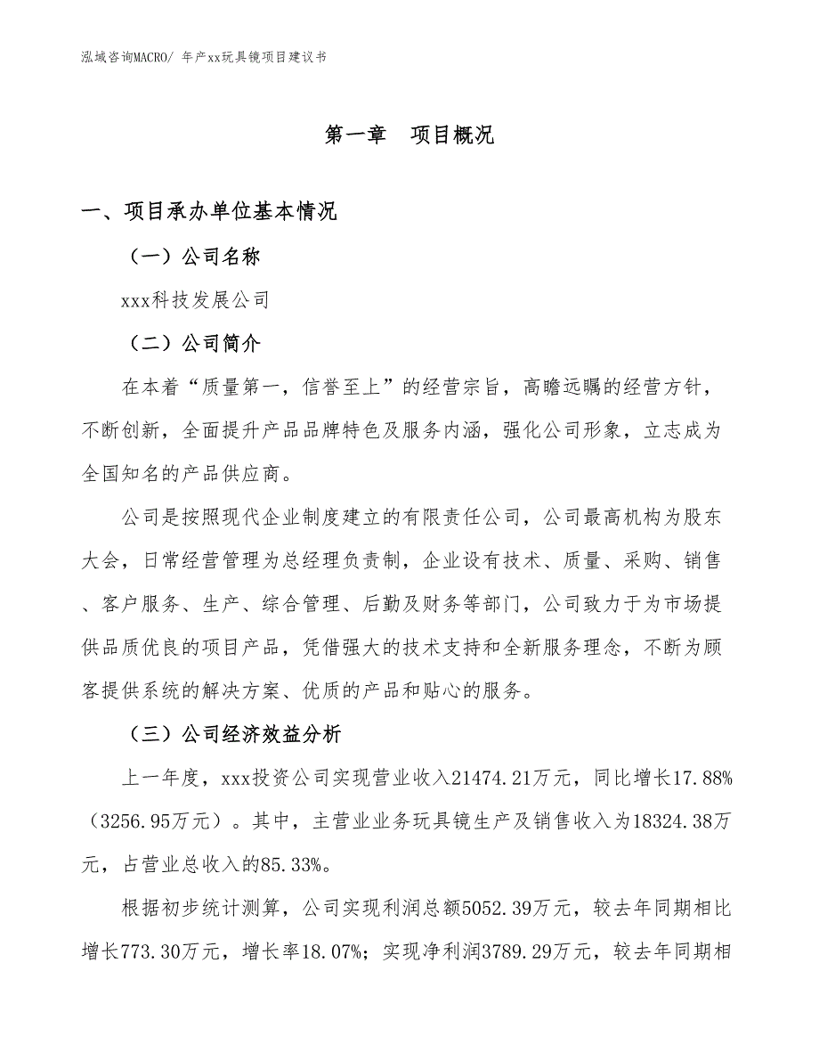 年产xx玩具镜项目建议书_第3页