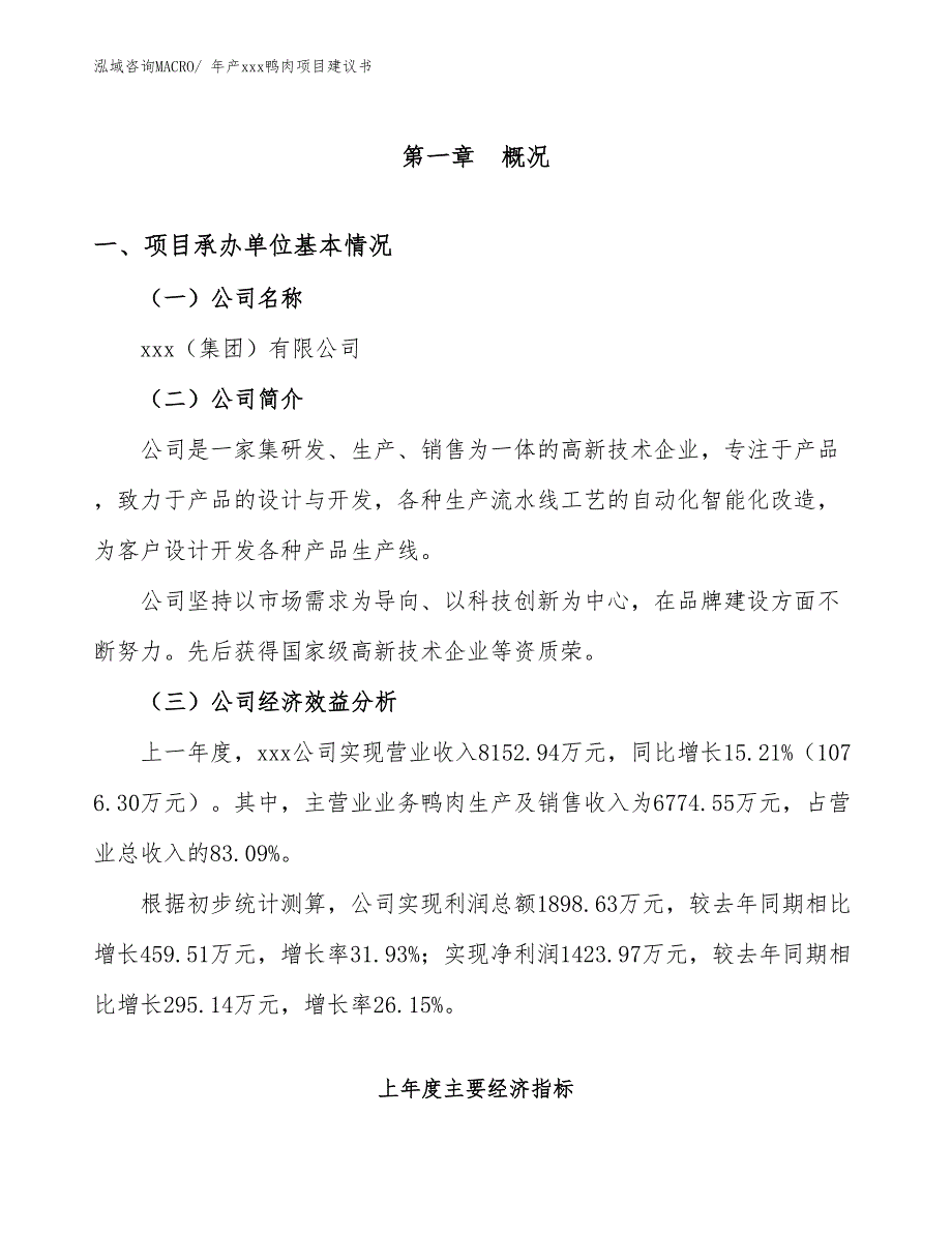 年产xxx鸭肉项目建议书_第3页