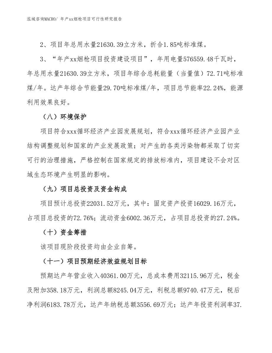 xxx循环经济产业园年产xx烟枪项目可行性研究报告_第5页