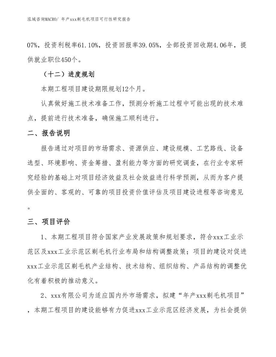 xxx工业示范区年产xxx剃毛机项目可行性研究报告_第5页