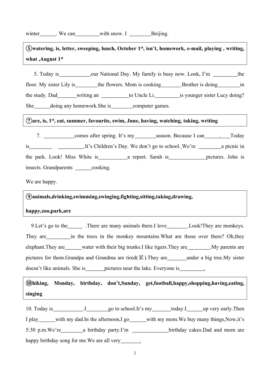 2017-18学年度第一学期六年级英语寒假作业_第2页