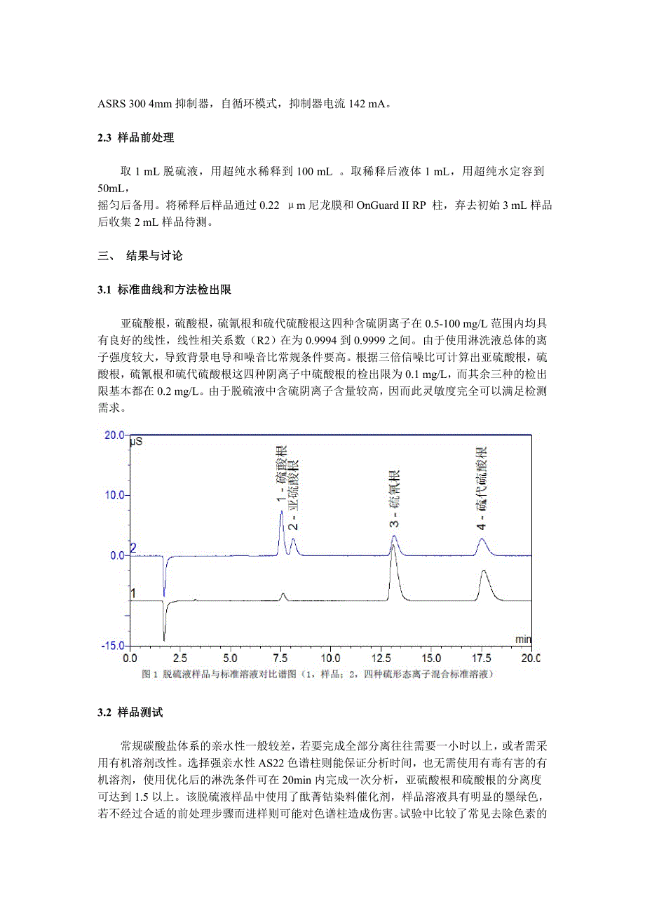 离子色谱法同时测定脱硫液中亚硫酸根硫酸根硫氰根和硫代硫酸根_第2页