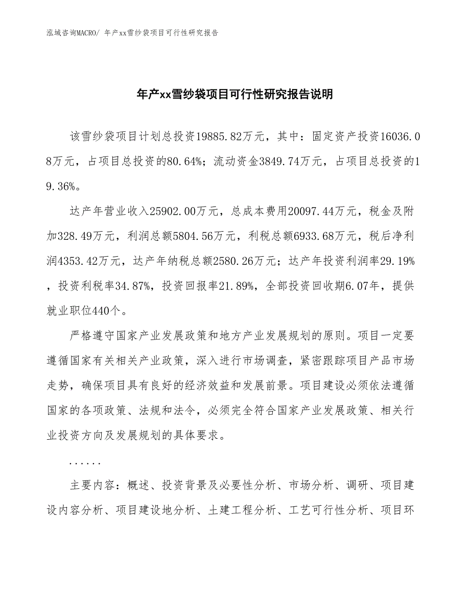 xxx工业示范区年产xx雪纱袋项目可行性研究报告_第2页