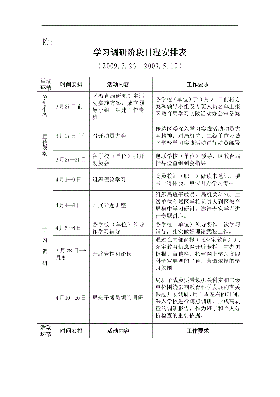 学习调研阶段日程安排表_第1页