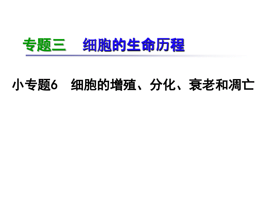 专题3小专题6细胞的增殖、分化、衰老和凋亡_第1页