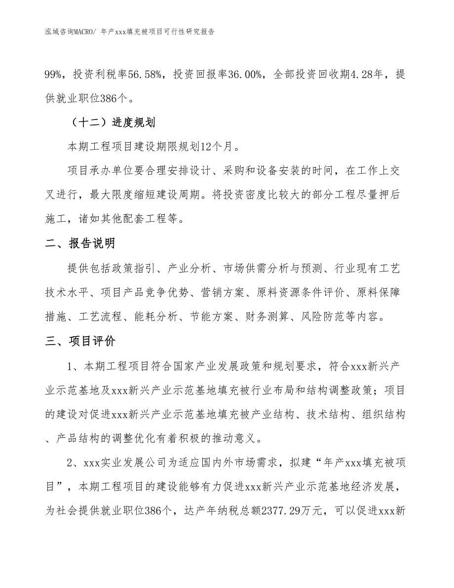 xxx新兴产业示范基地年产xxx填充被项目可行性研究报告_第5页