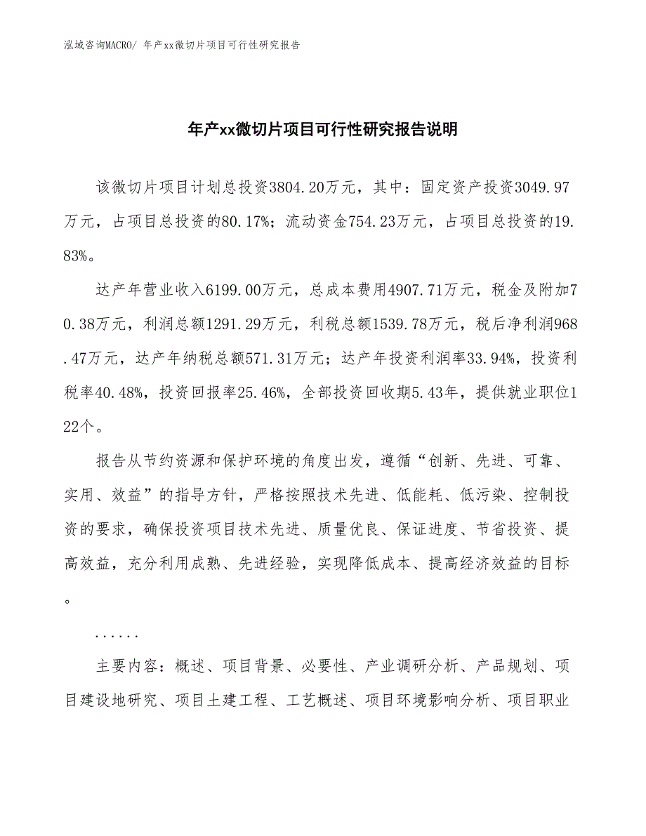 xxx经济新区年产xx微切片项目可行性研究报告_第2页