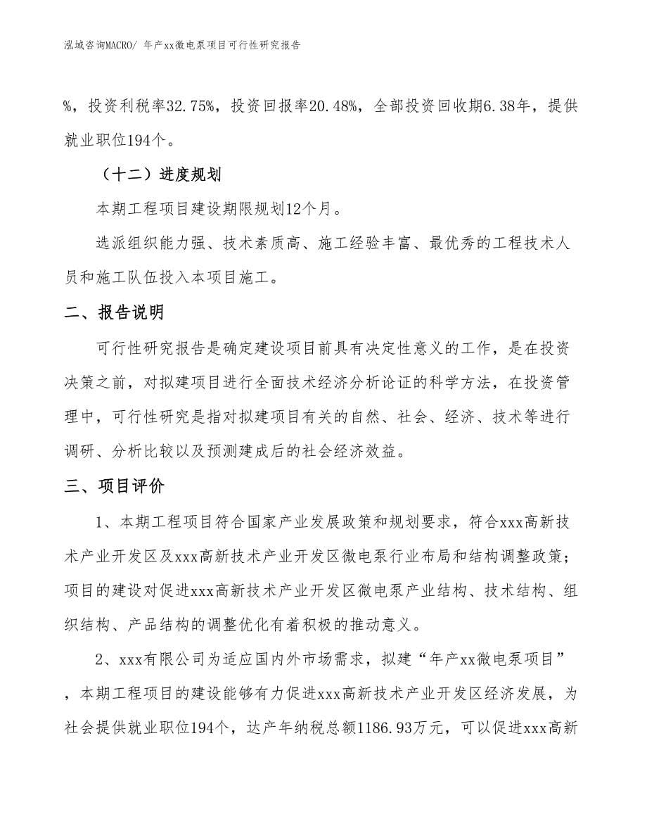 xxx高新技术产业开发区年产xx微电泵项目可行性研究报告_第5页