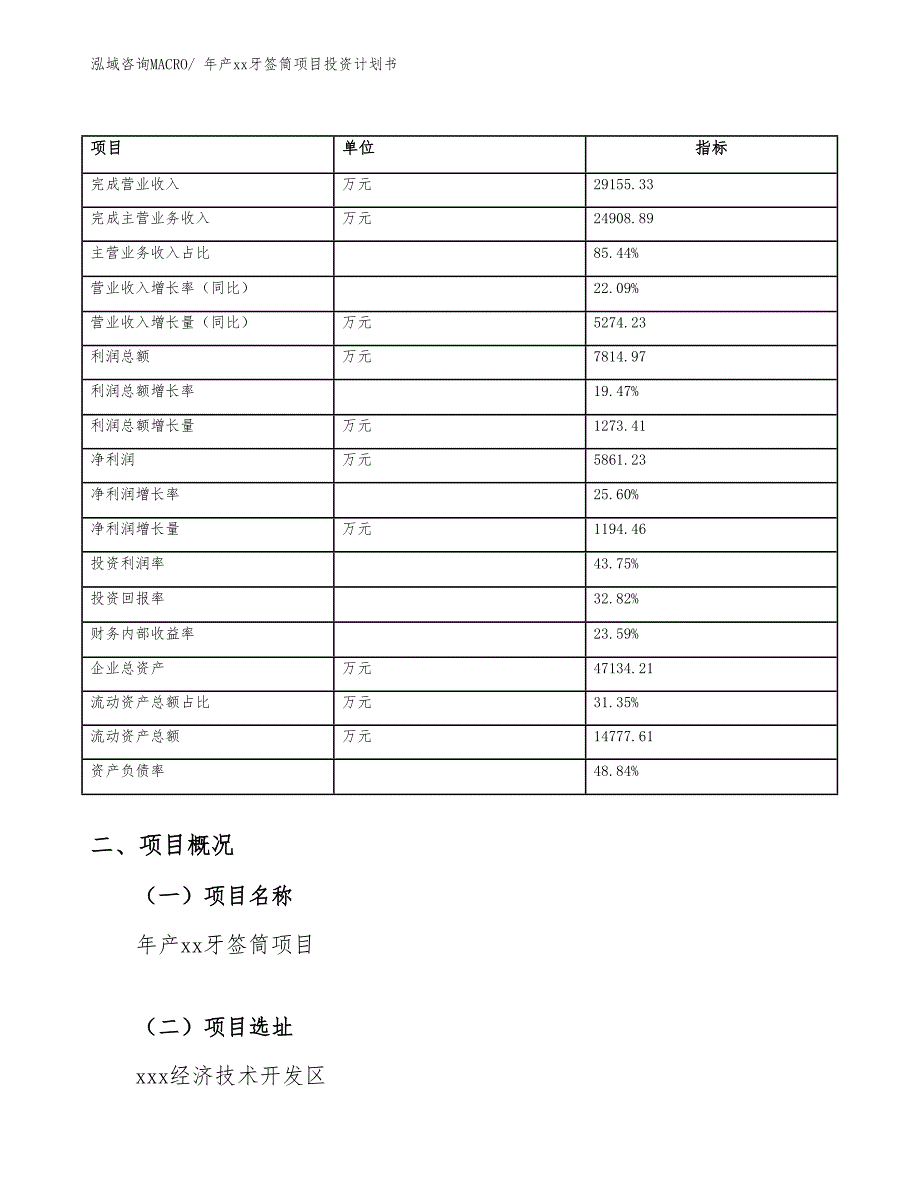 年产xx牙签筒项目投资计划书_第4页