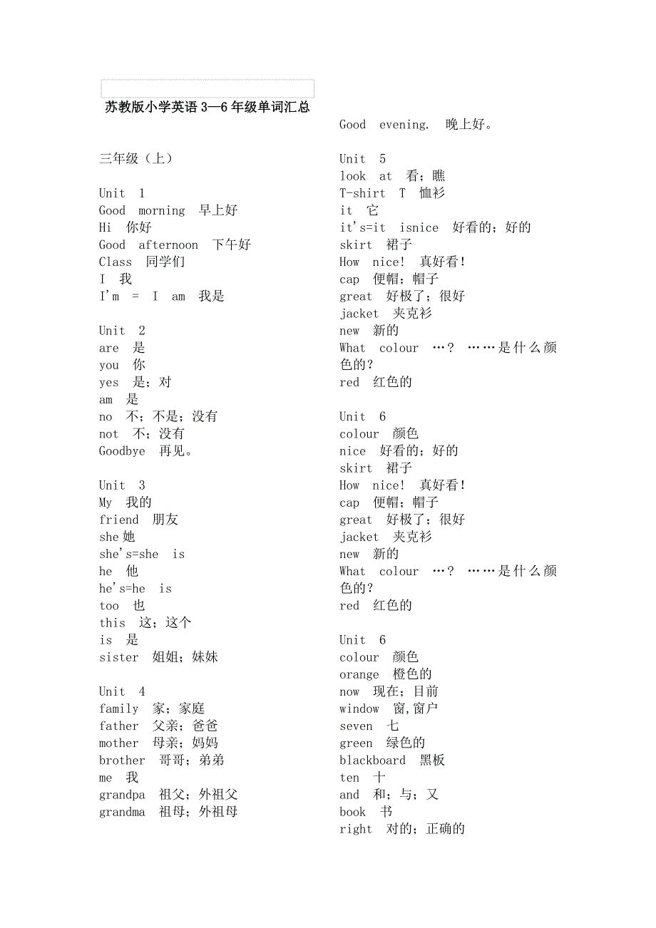 苏教版小学英语3—6年级单词汇总_第1页