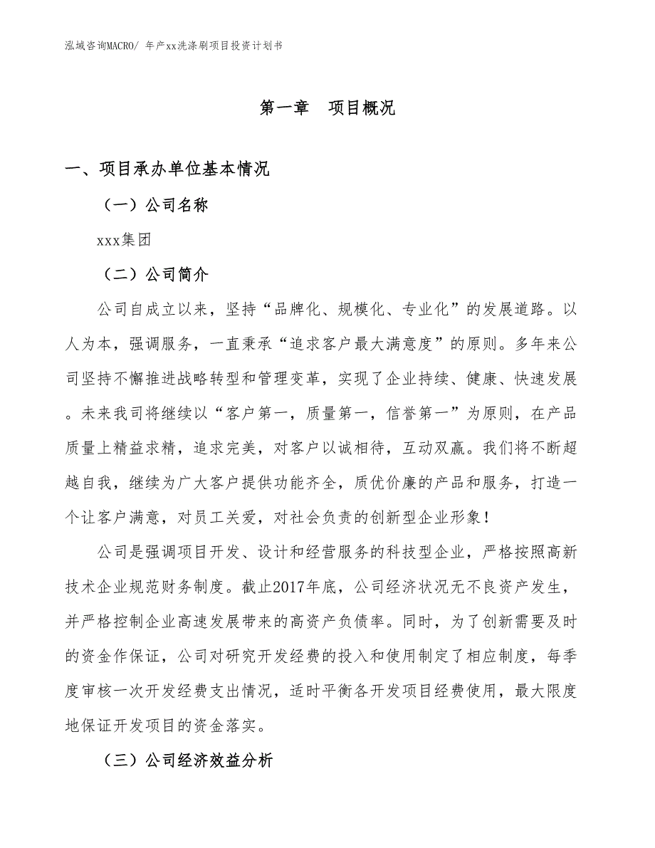 年产xx洗涤刷项目投资计划书_第2页