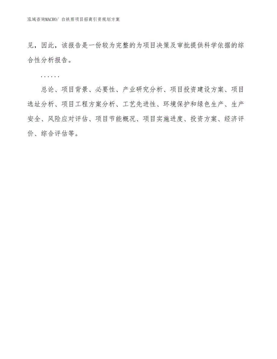 白铁剪项目招商引资规划方案_第2页