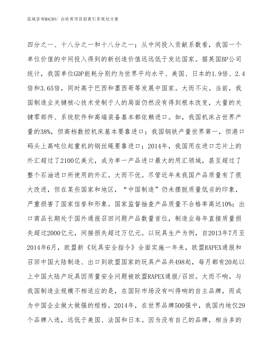 白铁剪项目招商引资规划方案_第4页