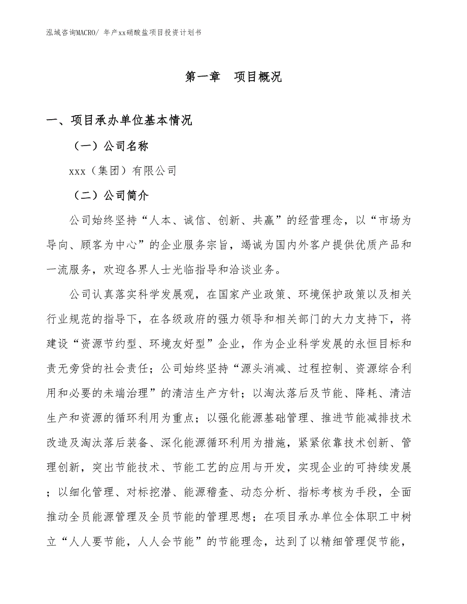 年产xx硝酸盐项目投资计划书_第2页