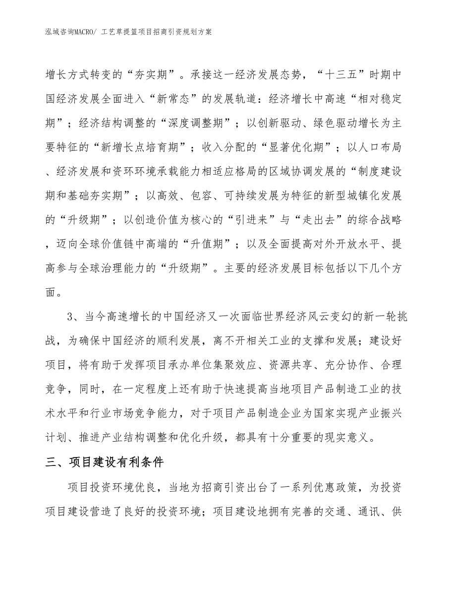 工艺草提篮项目招商引资规划方案_第5页