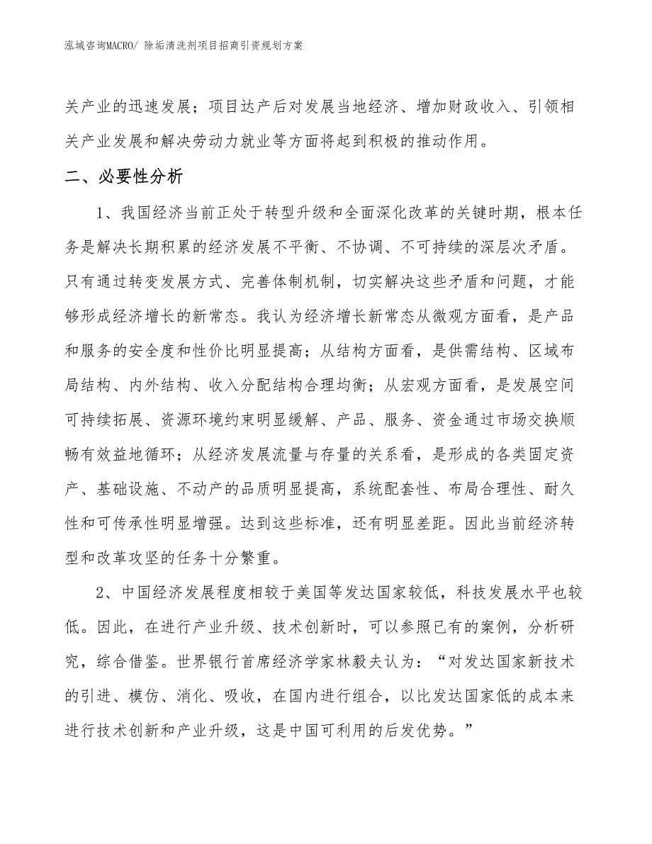 除垢清洗剂项目招商引资规划方案_第5页